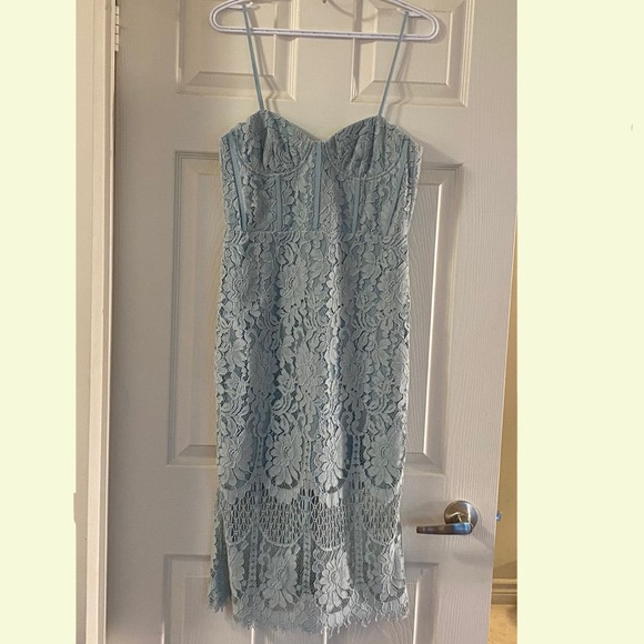 Bardot Dresses & Skirts - BARDOT Lace Spaghetti-Strap Sheath Dress in Light Blue
